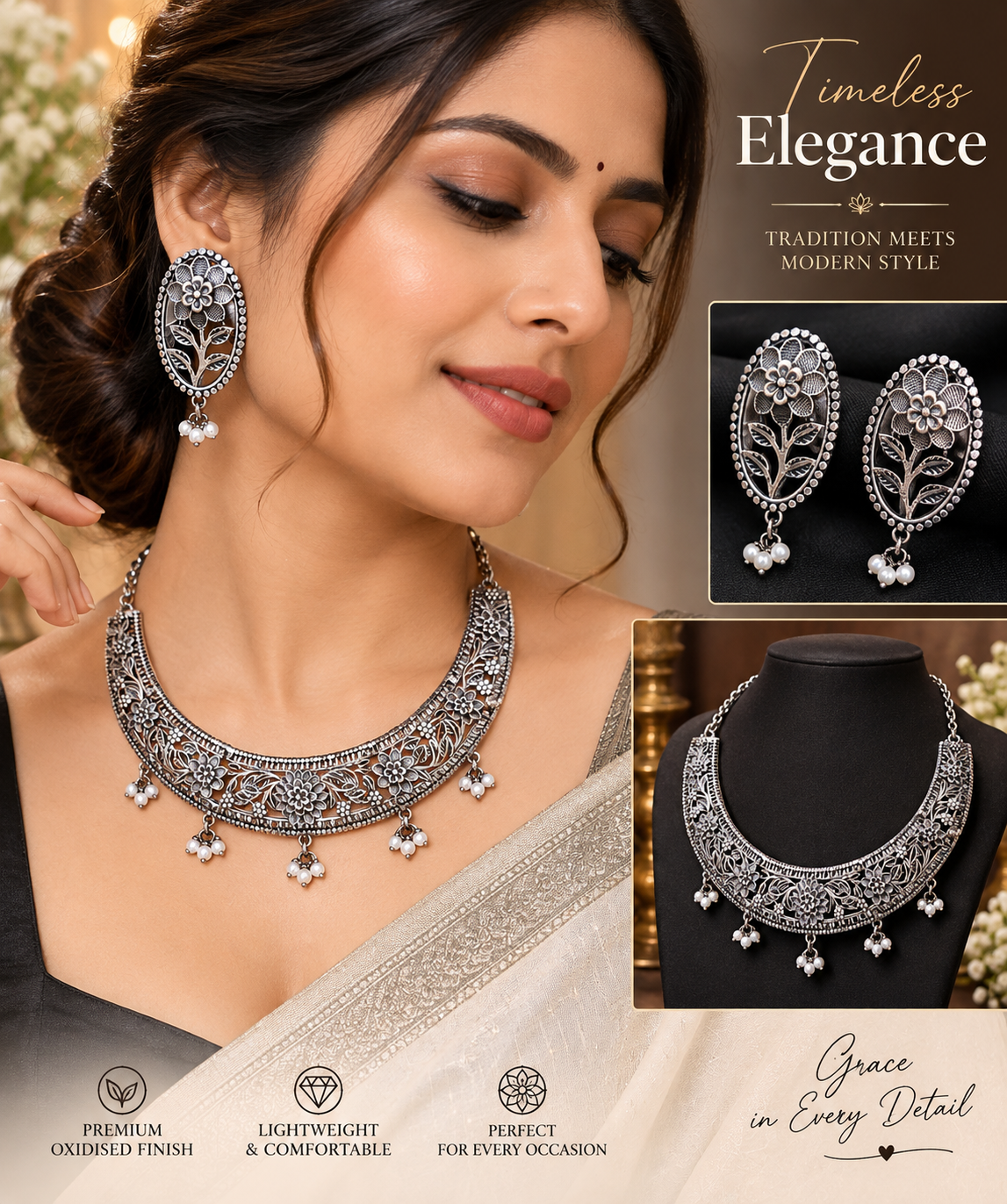 HASLI CHOKER NECKLACE WITH EARRINGS