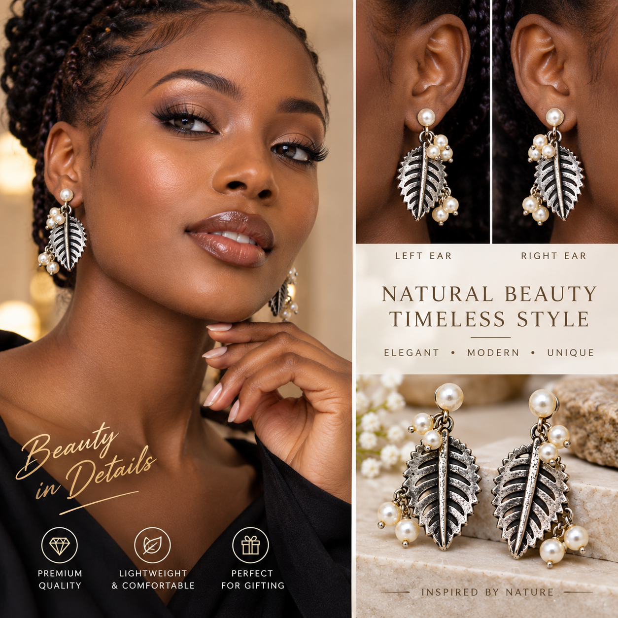 METAL LEAF EARINGS