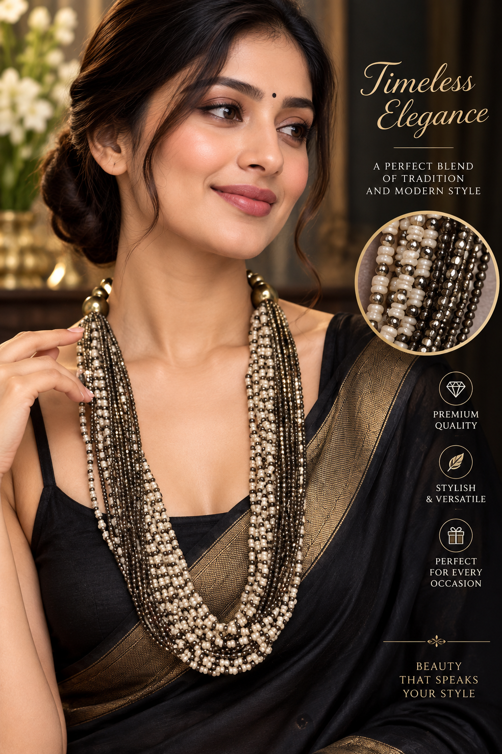 TURQOISE BLUE AND GOLDEN AFGANI NECKLACE