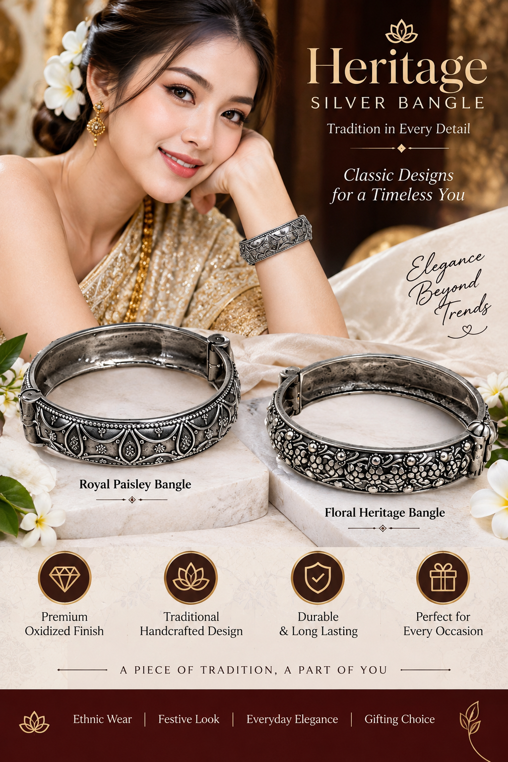 HERITAGE SILVER BANGLE