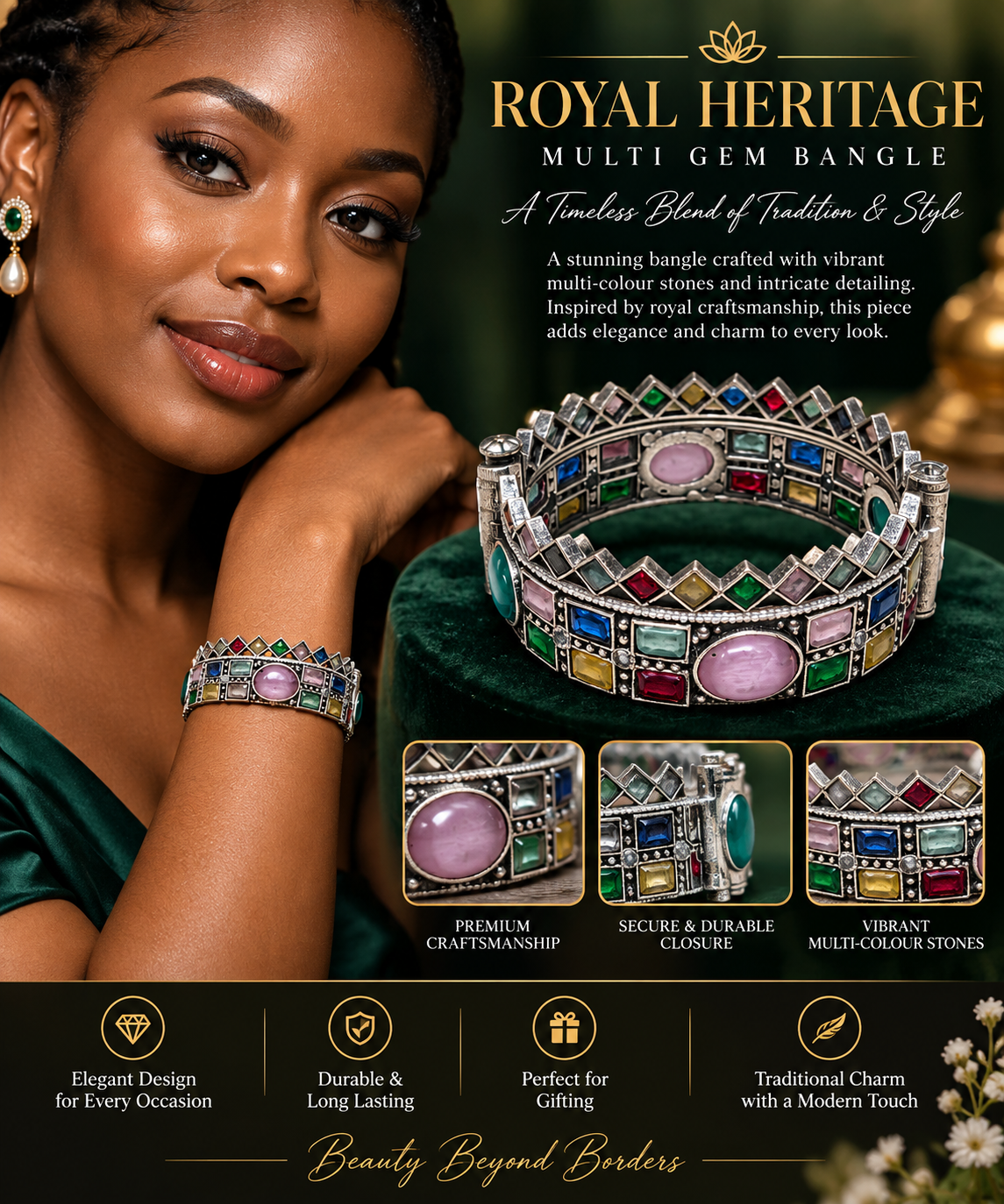 ROYAL HERITAGE MULTI GEM BANGLE