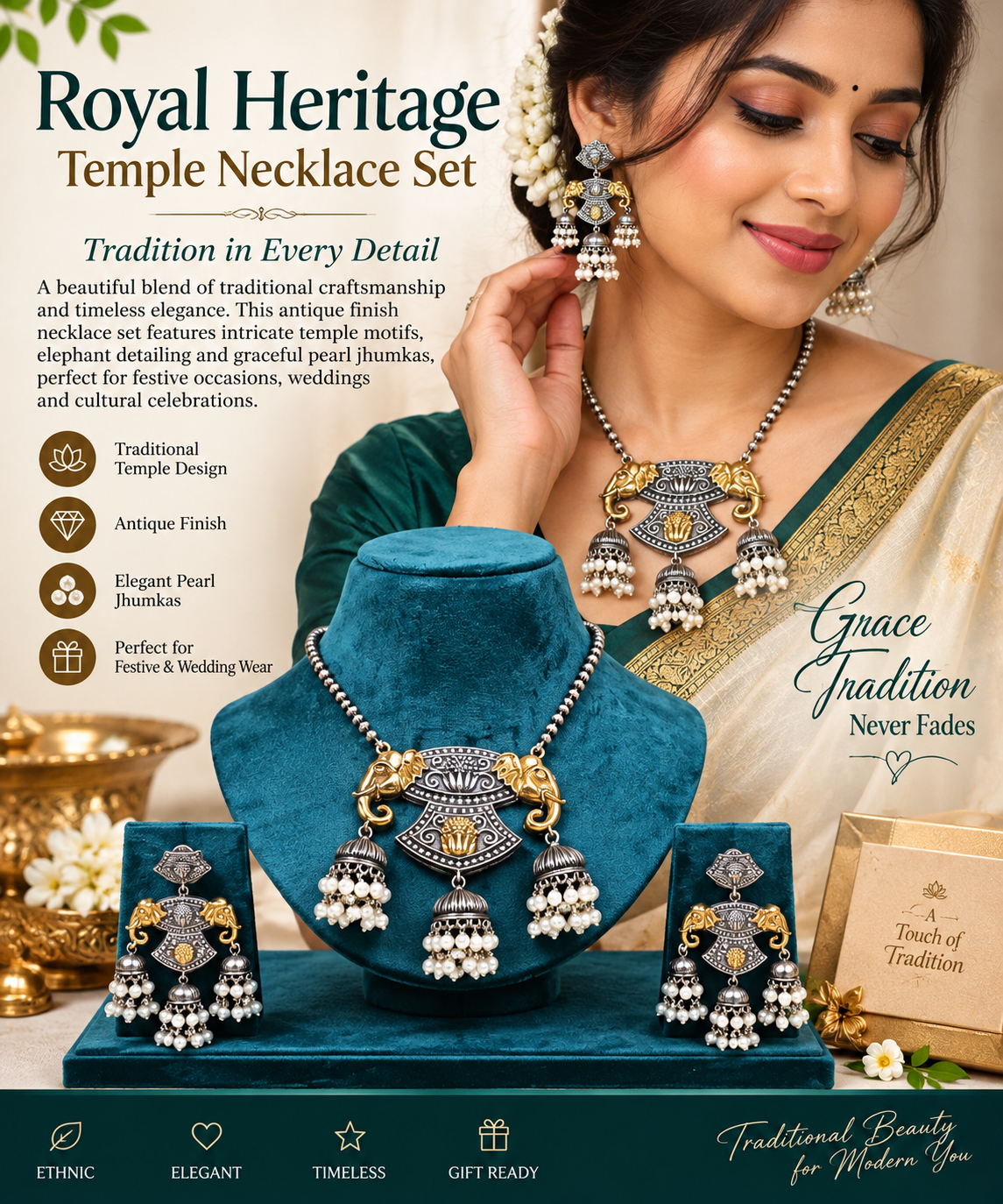 ROYAL HERITAGE TEMPLE NECKLACE SET
