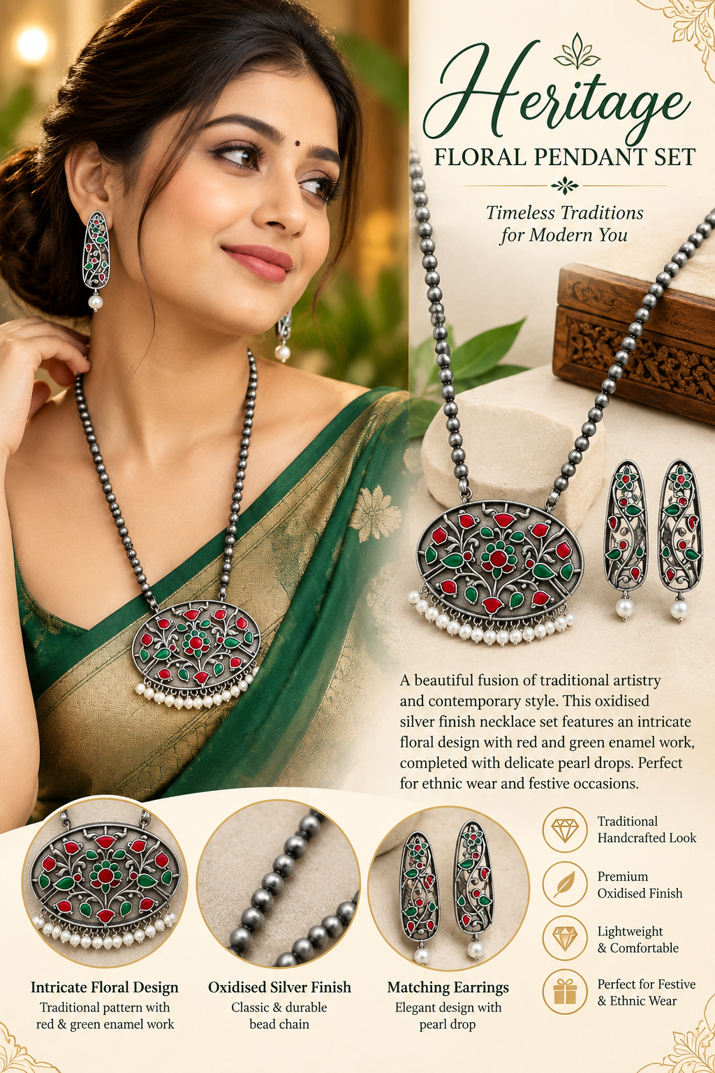 HERITAGE FLORAL PENDANT SET