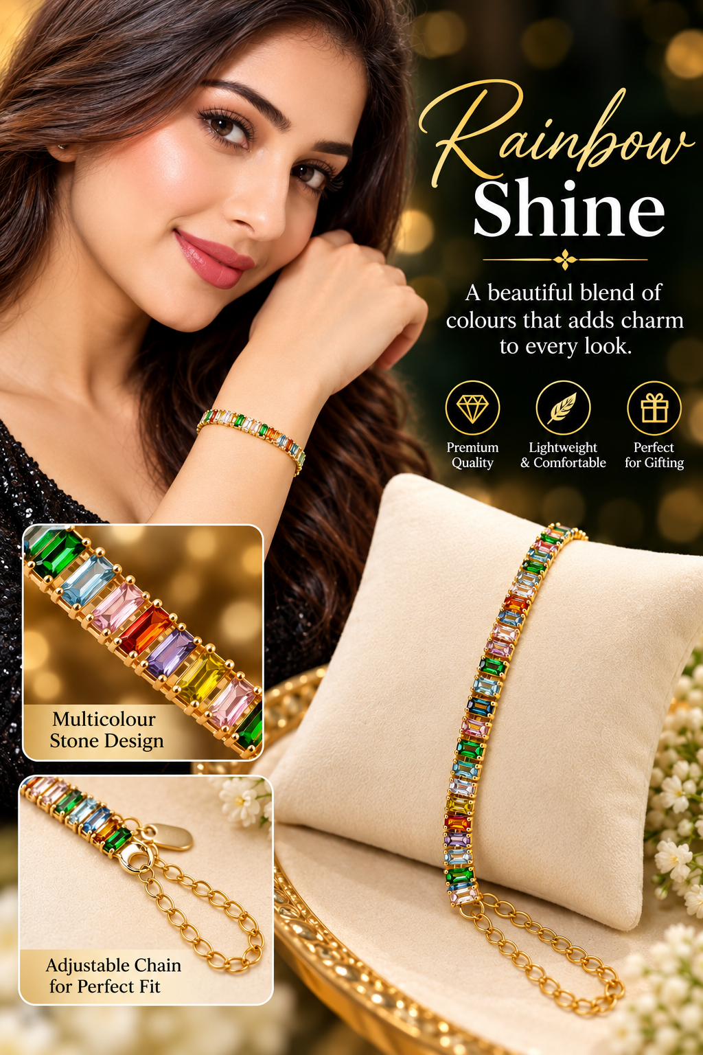 RAINBOW SIGN CHAIN BRACELET