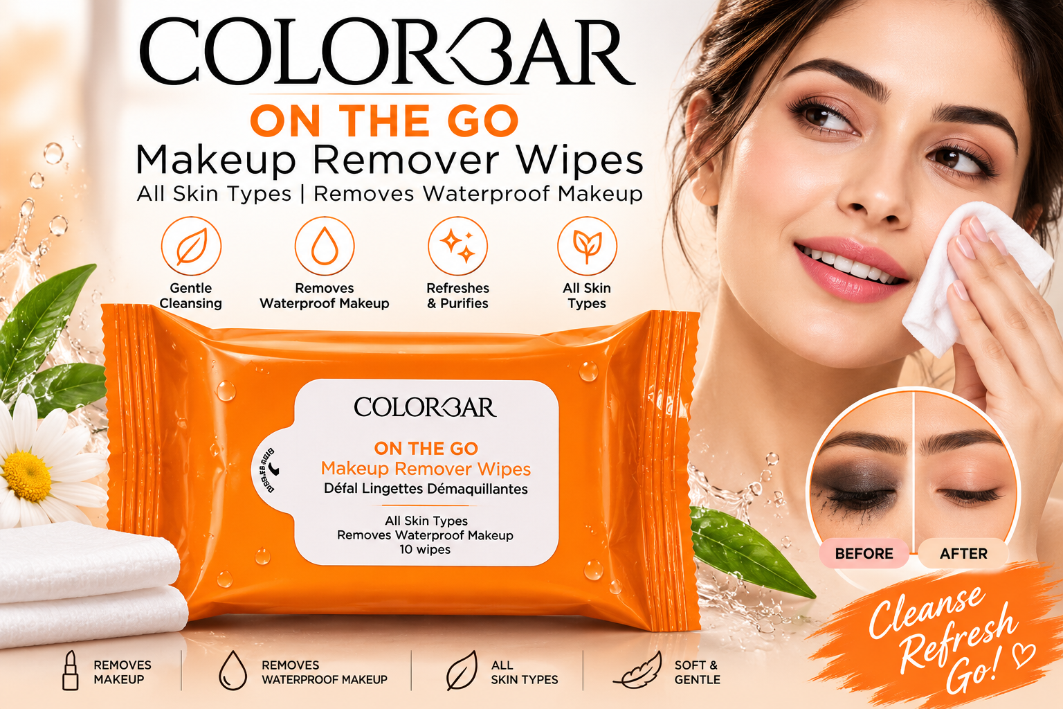 COLORBAR  ON THE GO MAKEUP REMOVER WIPES