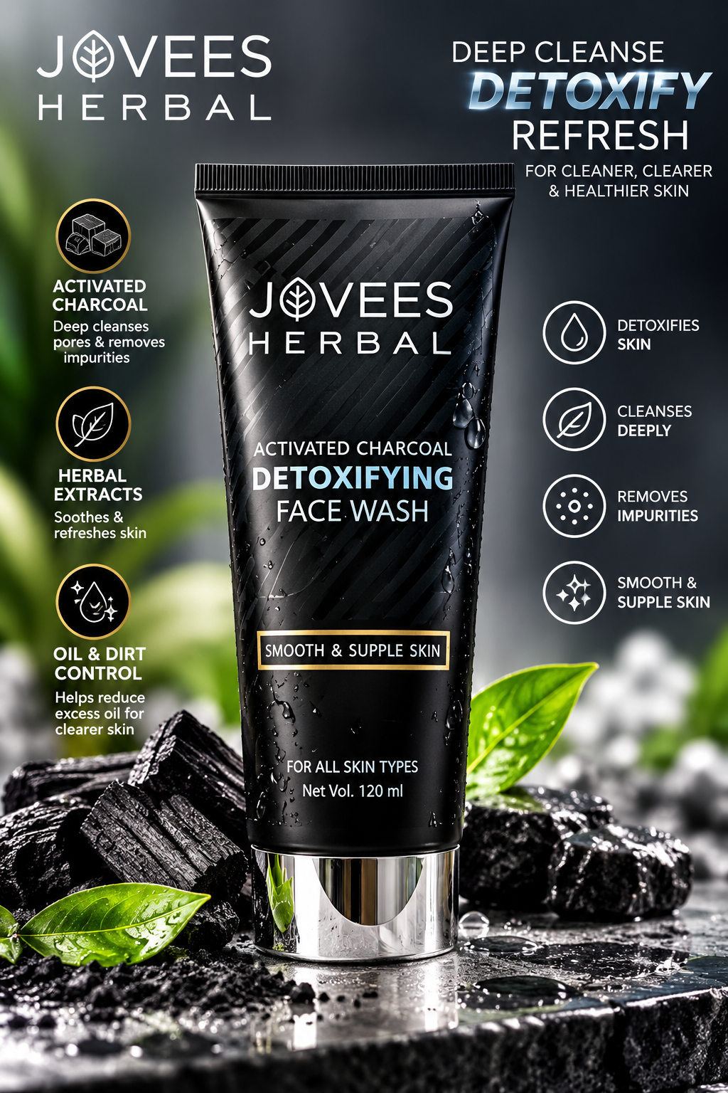 JOVEES FACE WASH CHARCOAL DETOXIFYING