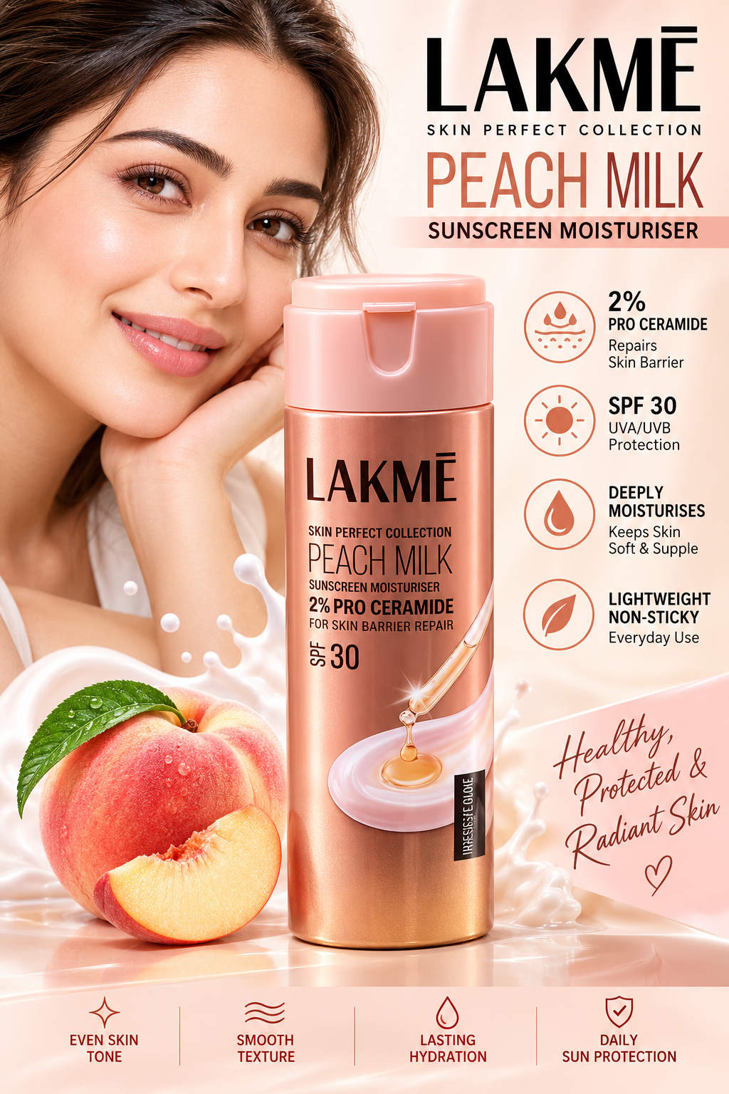 LAKME PEACH MILK SUNSCREEN LOTION SPF30