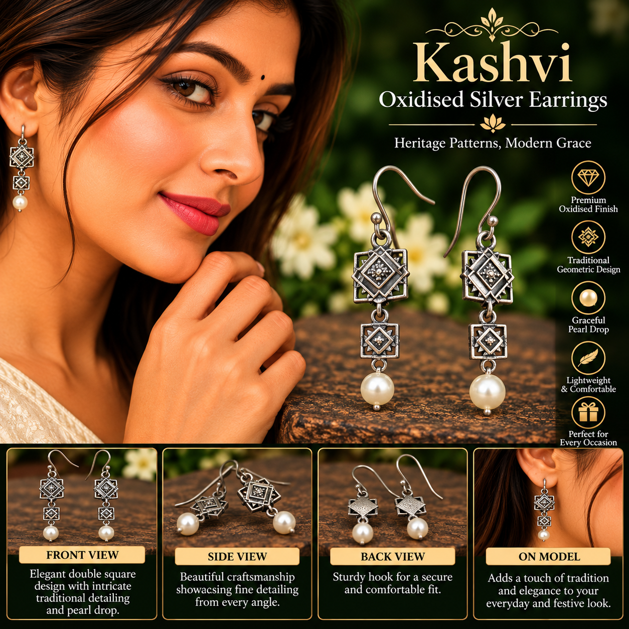 KASHVI OXIDISED SILVER EARRINGS