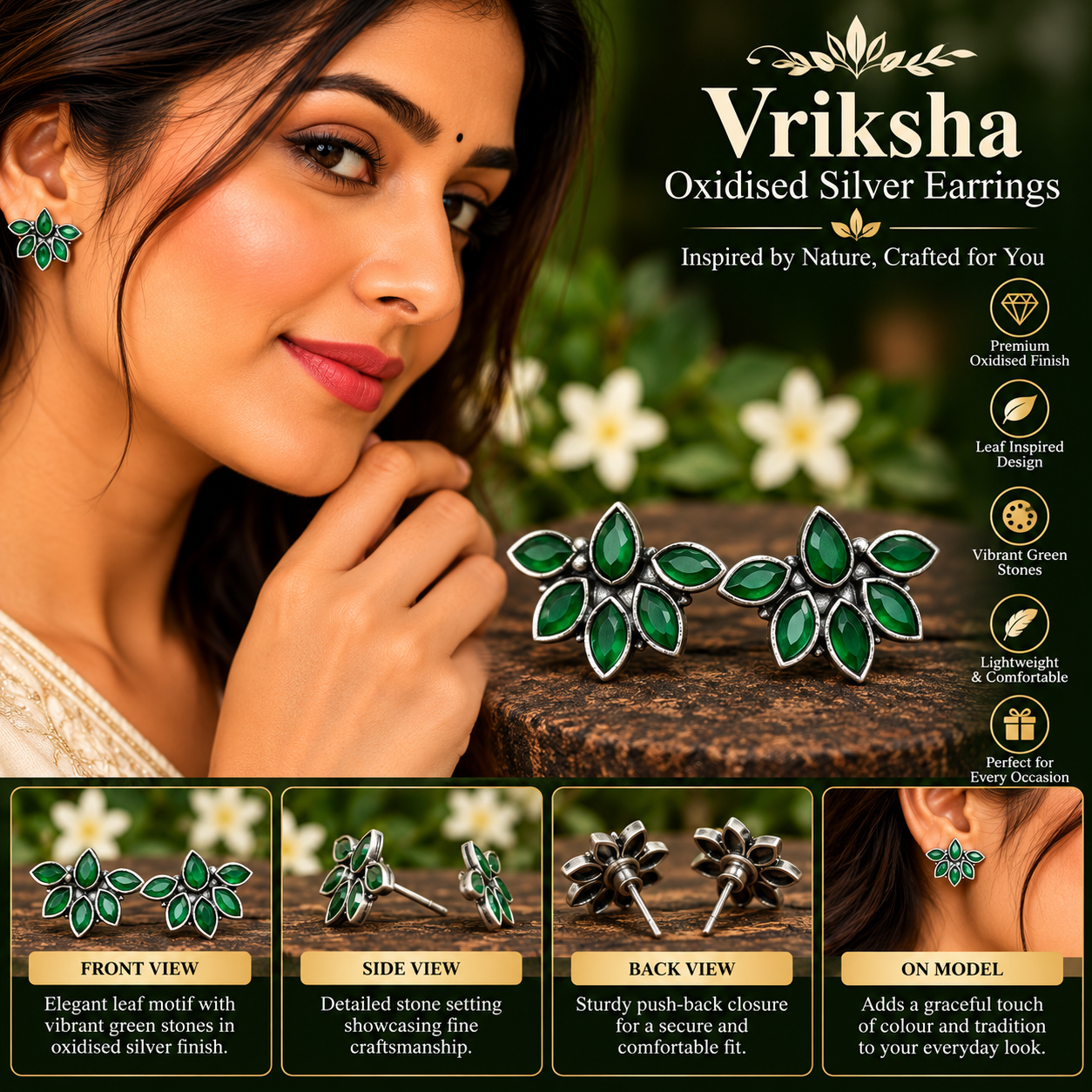VRIKSHA OXIDISED SILVER EARRINGS
