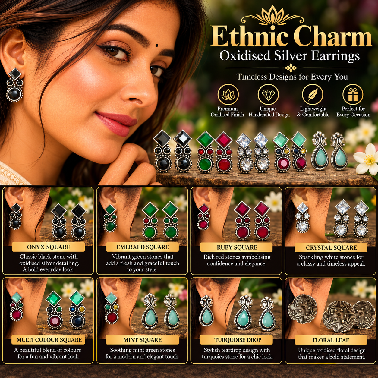 MULTI STYLE OXIDISED EARRINGS