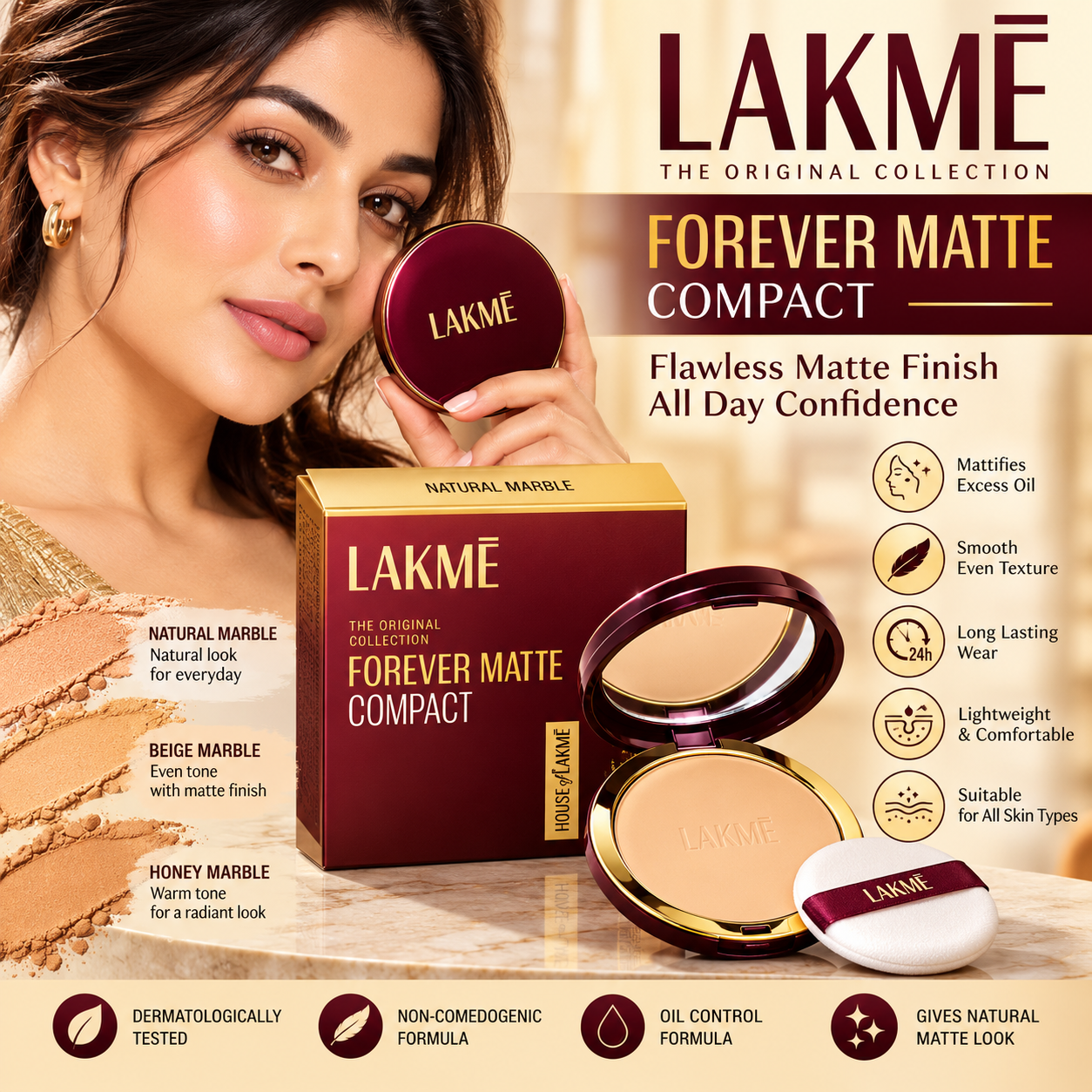 LAKME COMPACT NATURAL MARBLE