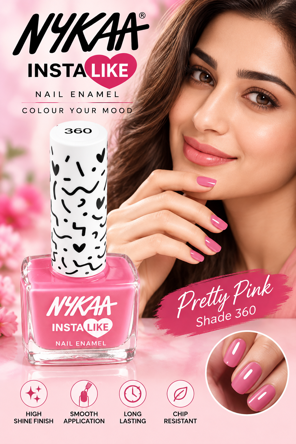 NYKAA NAIL ENAMEL PINK PORTRAT 360