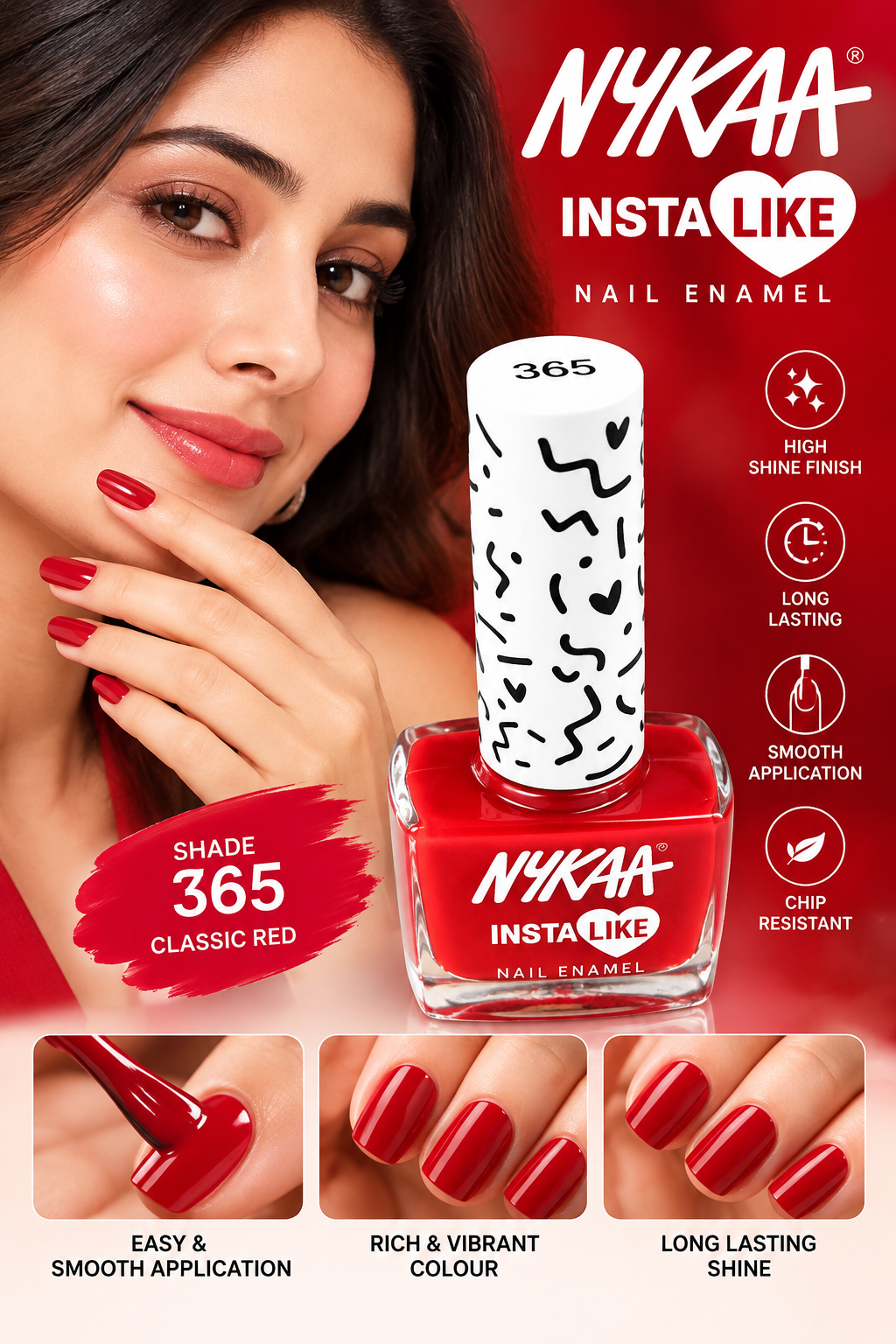 NYKAA NAIL ENAMEL VIRAL RED 365