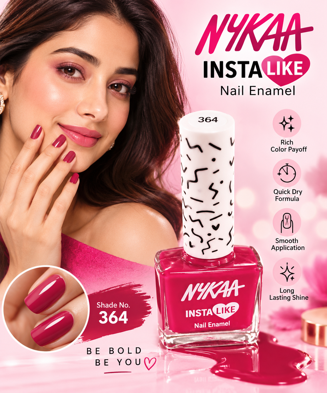NYKAA NAIL ENAMEL MAGENTE MEME  364