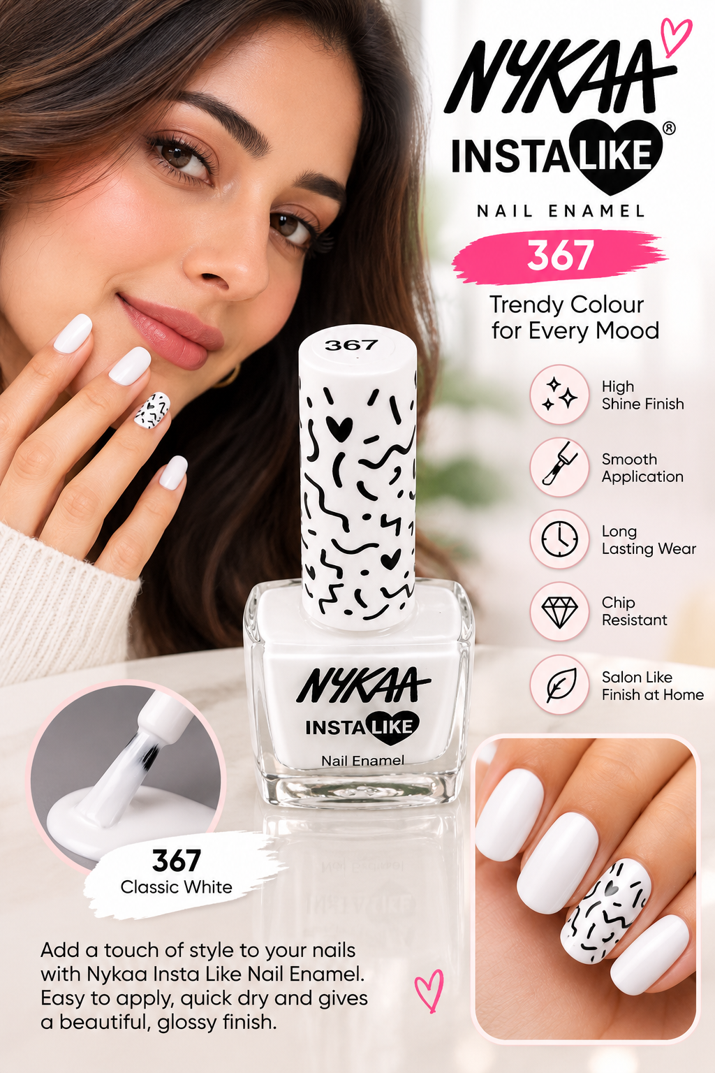 Nykaa Insta Dry Nail Enamel Full Moon 367