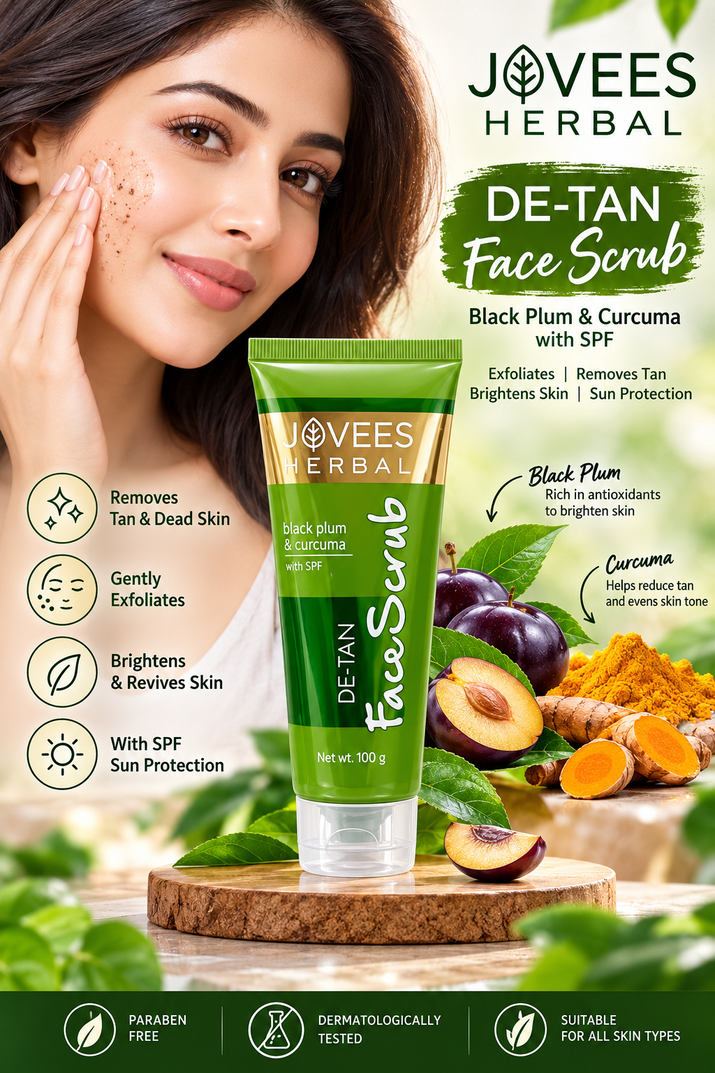 JOVEES FACE SCRUB DE-TAN BLACK PLUM & CURCUMA