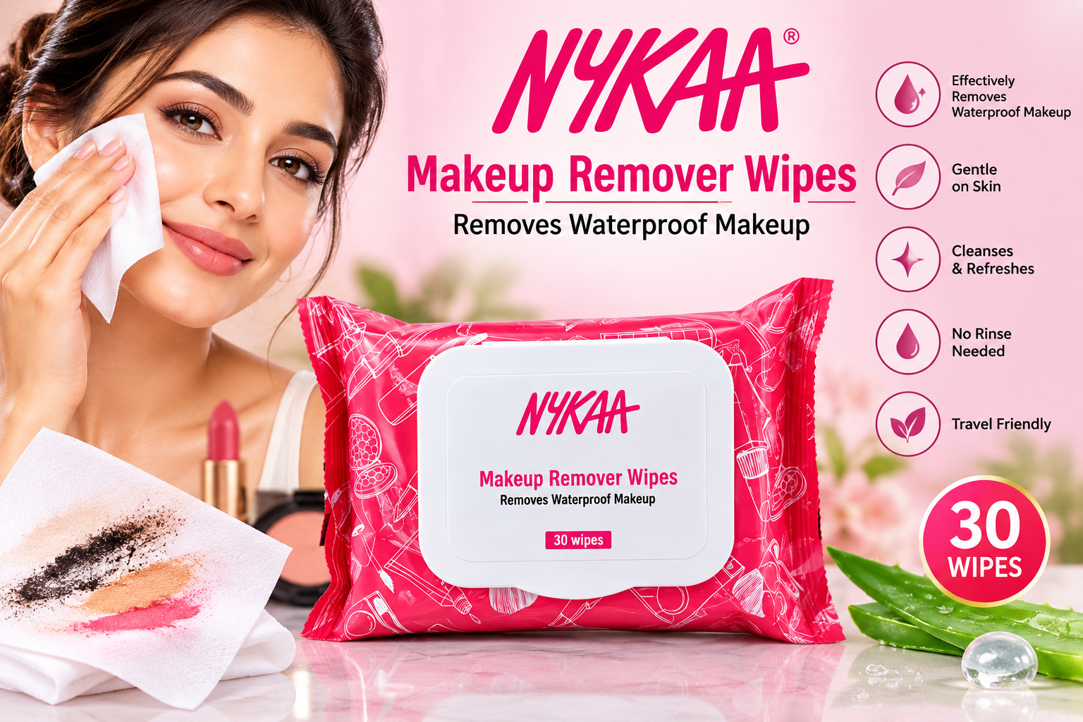 NYKAA MAKEUP REMOVER WIPES ( PACK30) 