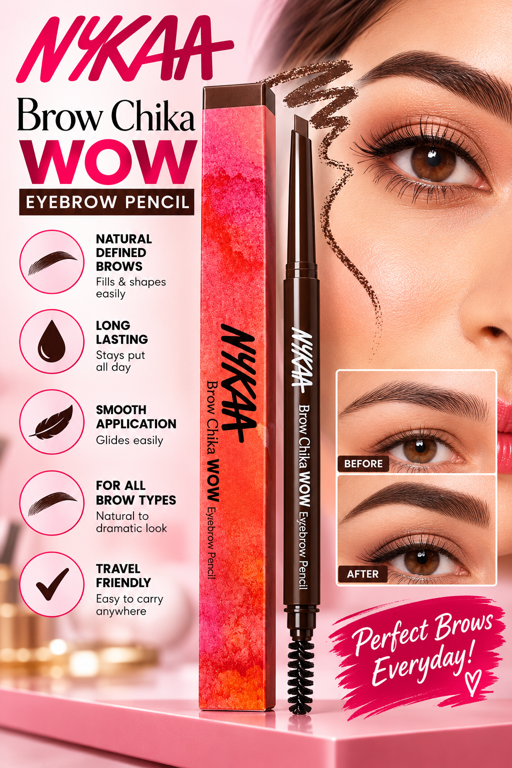 NYKAA EYEBROW PENCIL COVEN COCOA 01