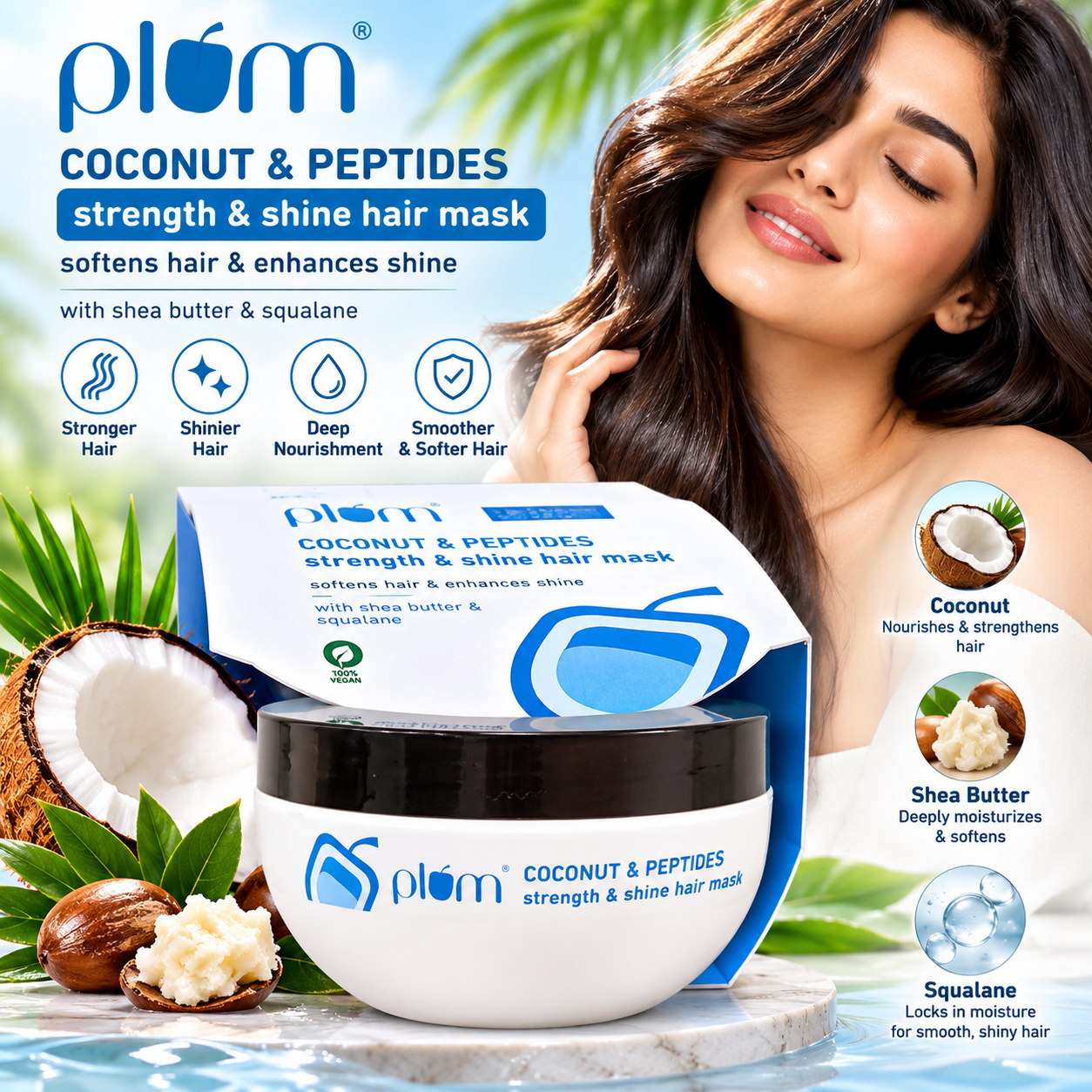 PLAM COCONUT & PEPTIDES , STRENGTH & SHINE HAIR MASK