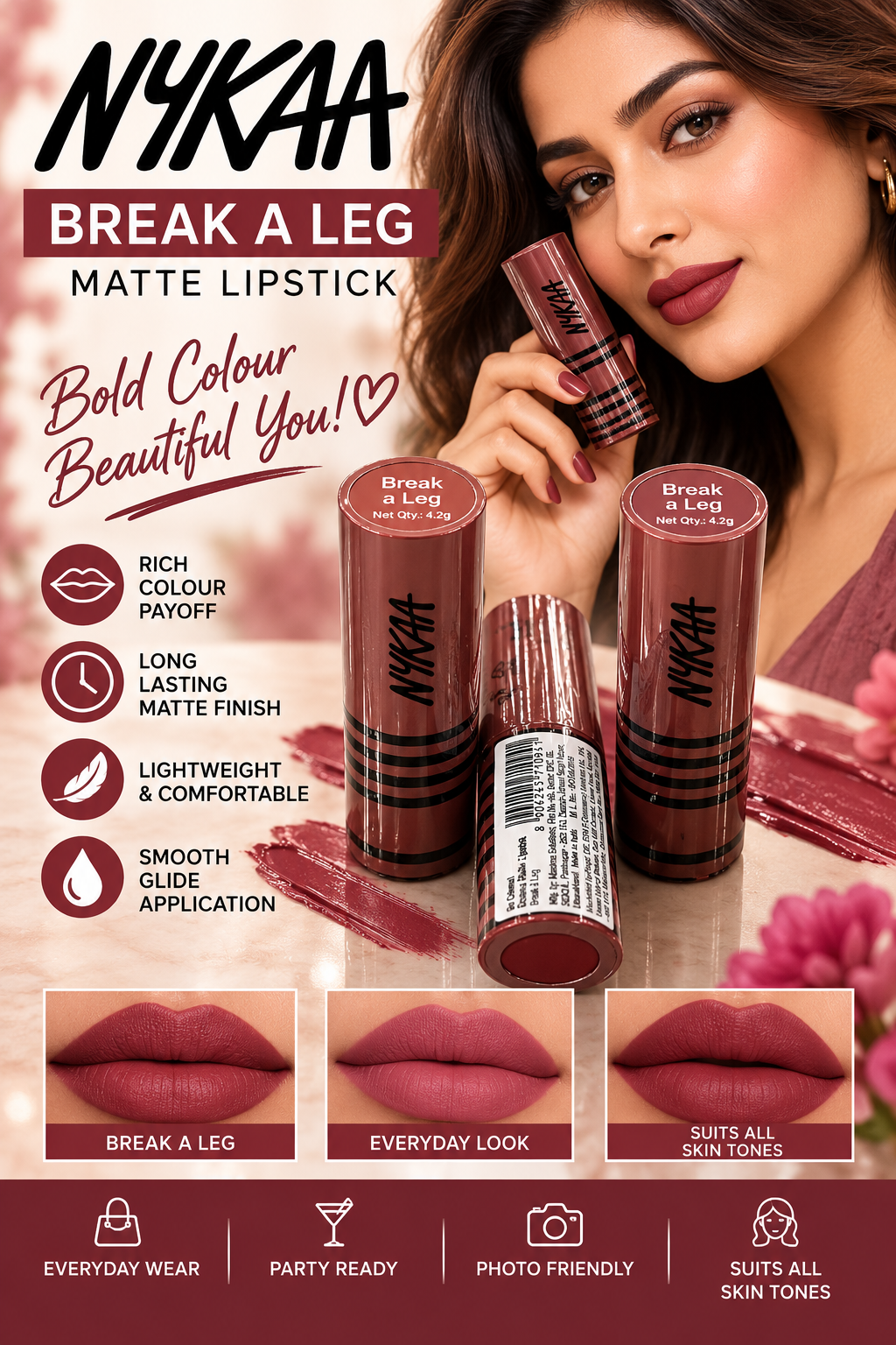 NYKAA CREAMY MATTE LIPSTICK Break A Leg