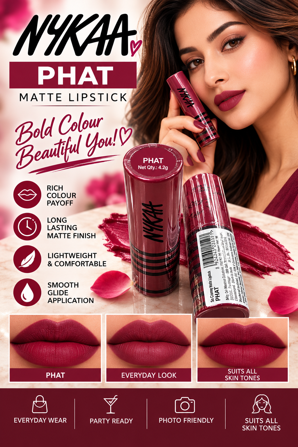 NYKAA CREAMY MATTE LIPSTICK -PHAT