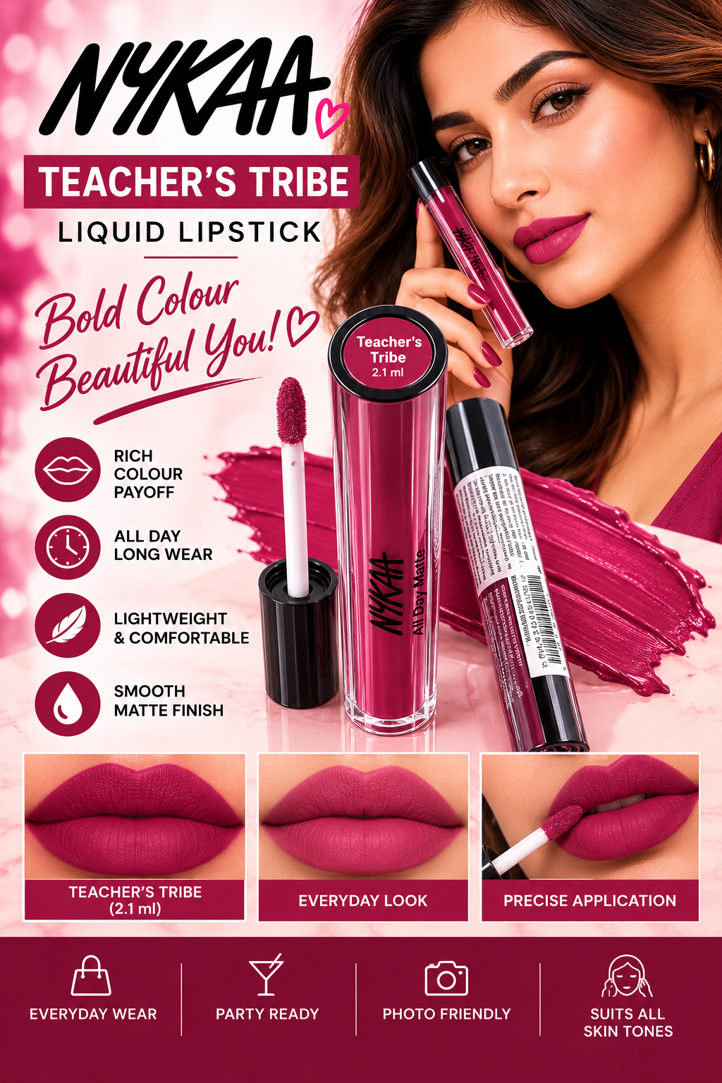 NYKAA MATTE LIQ. LIPSTICK - TEACHER TRIBE