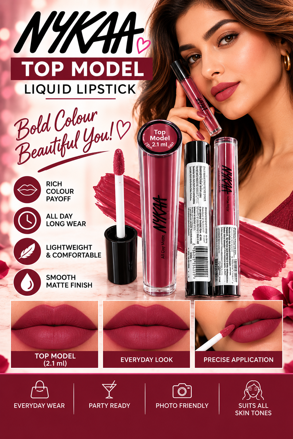 Nykaa Matte Liq . Lipstick - Top Model